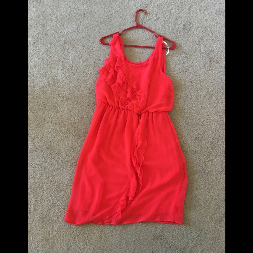 Coral Ruffle Midi Dress- NWOT